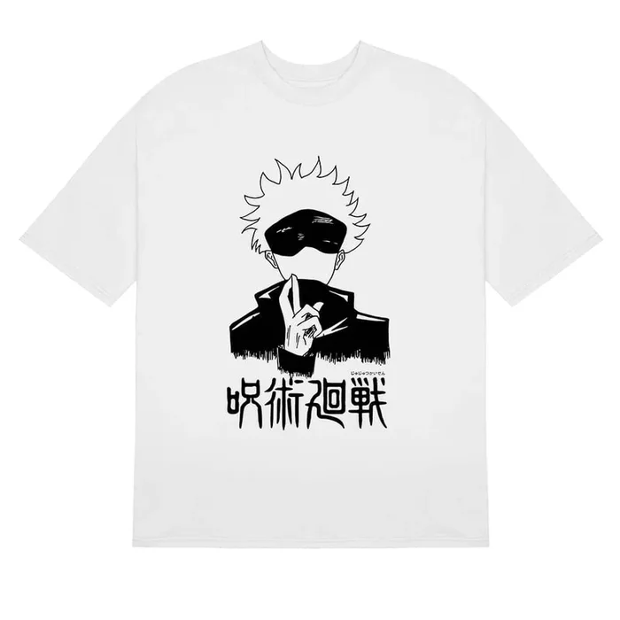 Gojo Satoru Monochrome Jujutsu Kaisen Shirt – تصميم أنيق بالأبيض والأسود