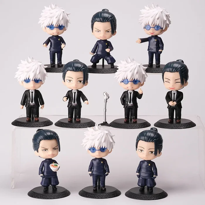 Gojo Satoru y Suguru Geto Conjunto de figuras de acción de 10 piezas – 10 cm Jujutsu Kaisen Figuras de unión móvil – Conjunto de figuras de anime coleccionables