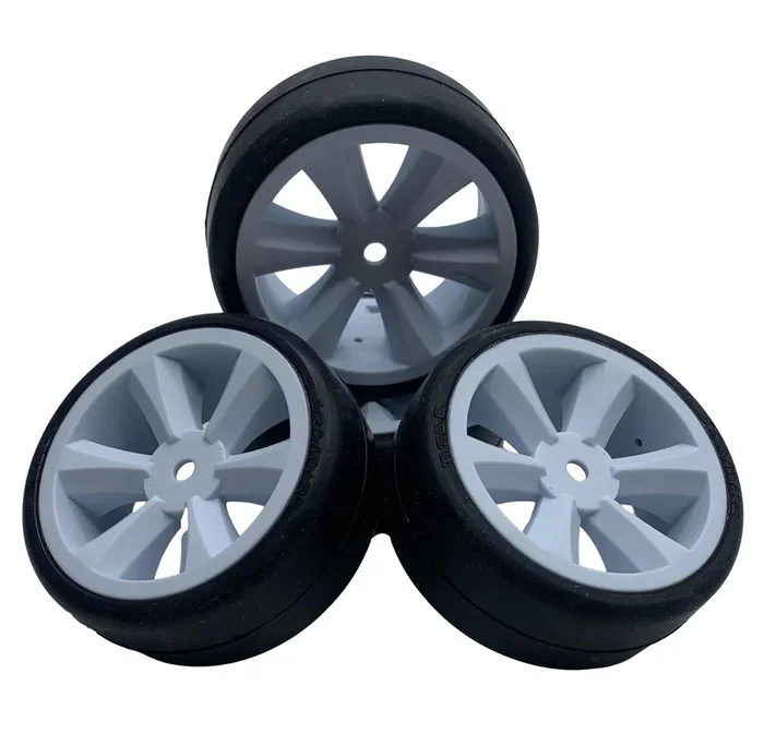 Gravity RC G-SPEC Type C Rubber Touring Car Tires Glued to Edge White Wheels (4)
