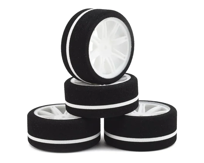GRC136 Gravity RC G-SPEC Type F “Carpet/Asphalt” Pre-Mounted Touring Car Foam Tires (4) w/GT Wheel (White) (4)