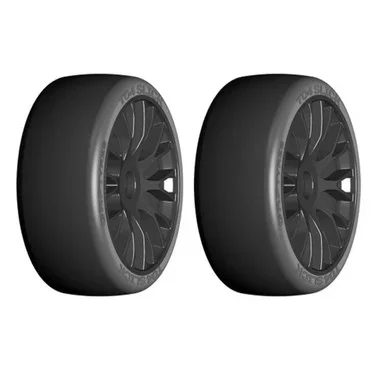 GRP GTX04-XM5 1:8 GT T04 SLICK XM5 Medium Tire w/ 20 Spoked Flex Black Wheel (2)