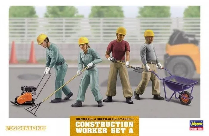 Hasegawa 66003 1/35 Construction Workers Set A Model Kit