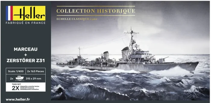 Heller 85009 1/400 Marceau + Zerstörer Z31 Model Ship Kits