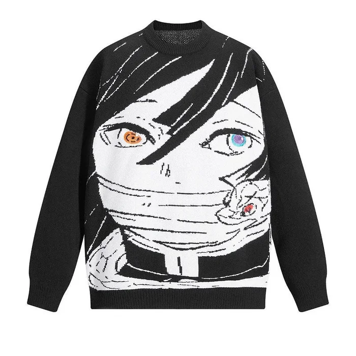 Hochwertiger Strickpullover im Obanai Iguro-Stil – Demon Slayer Jacquard-Design