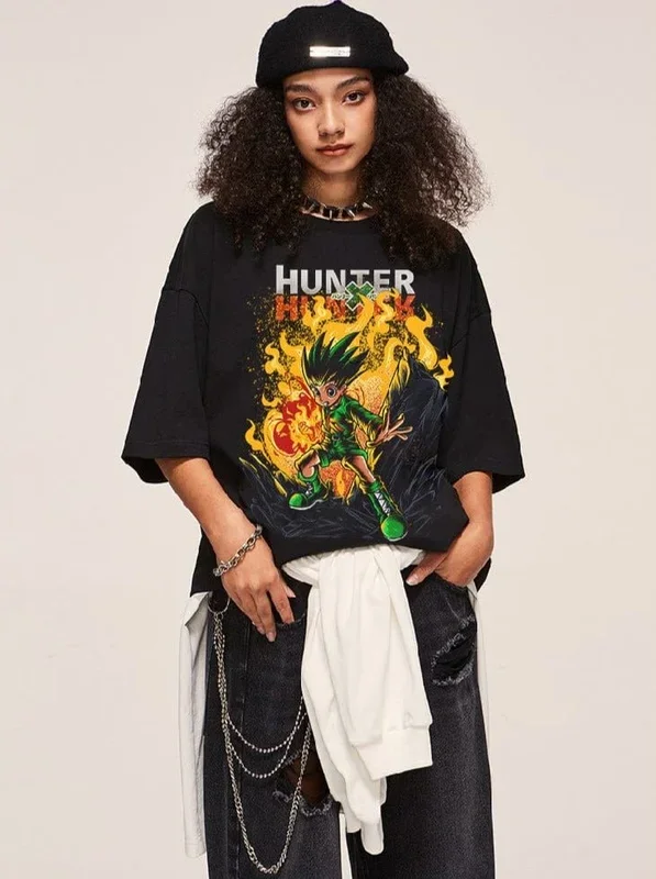 Hunter x Hunter Gon Freecss Fiery Power Grafik-T-Shirt – Anime-Action-Bekleidung