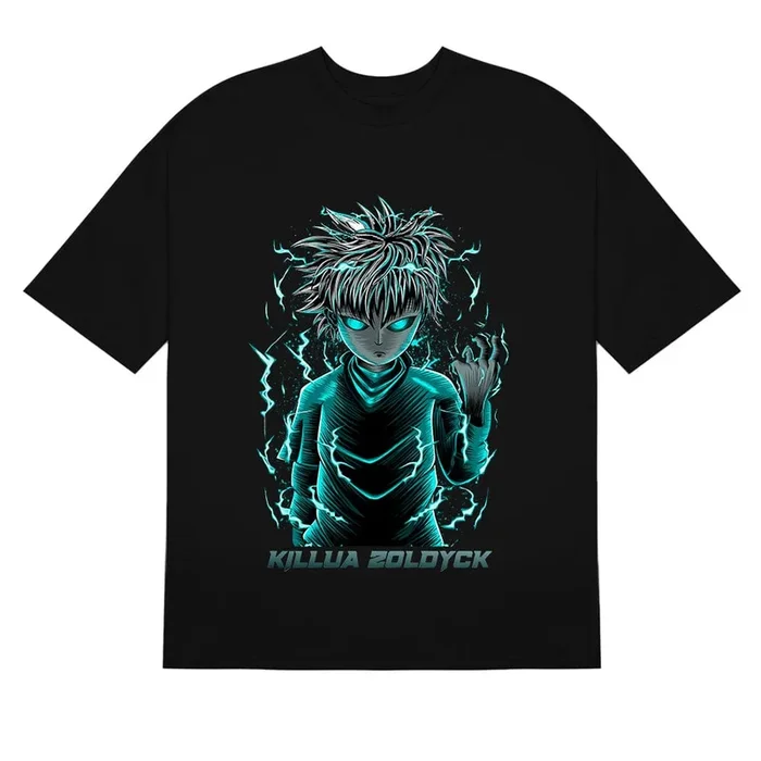 Hunter x Hunter Killua Zoldyck Dark Aura Graphic T-Shirt – Anime Action Apparel