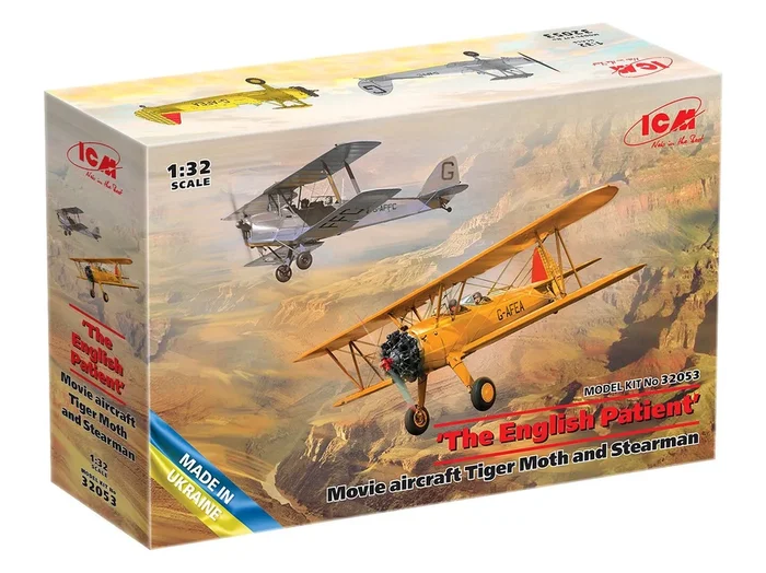 ICM Models 32053 1/32 Tiger Moth & Stearman Aircraft Set (“The English Patient” Movie) Aircraft Movie Model Kit