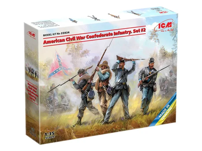 ICM Models 35024 1/35 American Civil War Confederate Infantry Figures Set 2 Model Kit