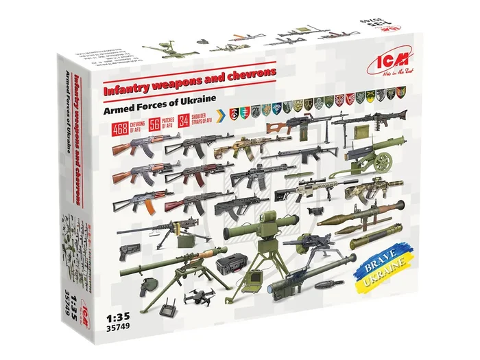 ICM Models 35749 1/35 Ukrainian Weapons and Chevrons Set Model Kit