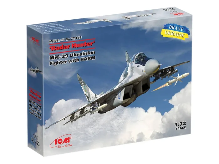 ICM Models 72143 1/72 ‘Radar Hunter’ MiG-29 ‘9-13’ Ukrainian Fighter with HARM Missiles Model Kit
