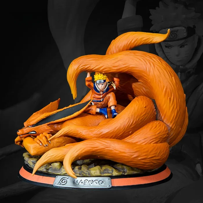 Infância Naruto com Kurama Ação Figura – 22cm | Pose dinâmica com chakra de nove caudas