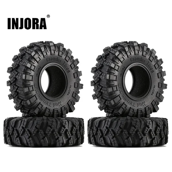 INJORA 1.0″ 62*20.5mm S5 Soft Rubber Mud Terrain Tires For 1/24 RC Crawlers (4) (T1007)