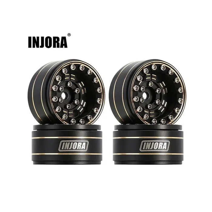 INJORA 1.0″ Black Brass Beadlock Wheel Rims Deep Dish Negative Offset 3.15mm For 1/24 RC Crawlers (4)