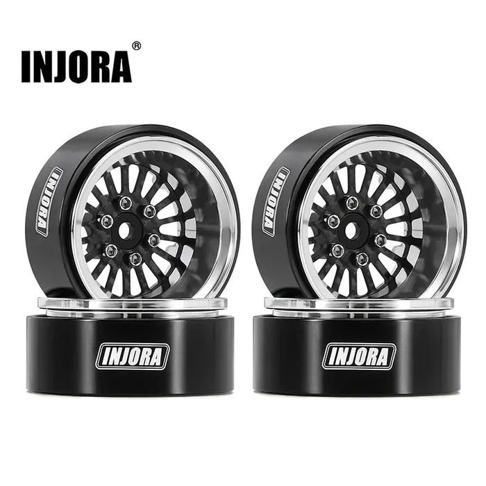 INJORA 1.3″ ModuWheel Silver Beadlock Wheels Negative Offset For 1/18 1/24 RC Crawlers