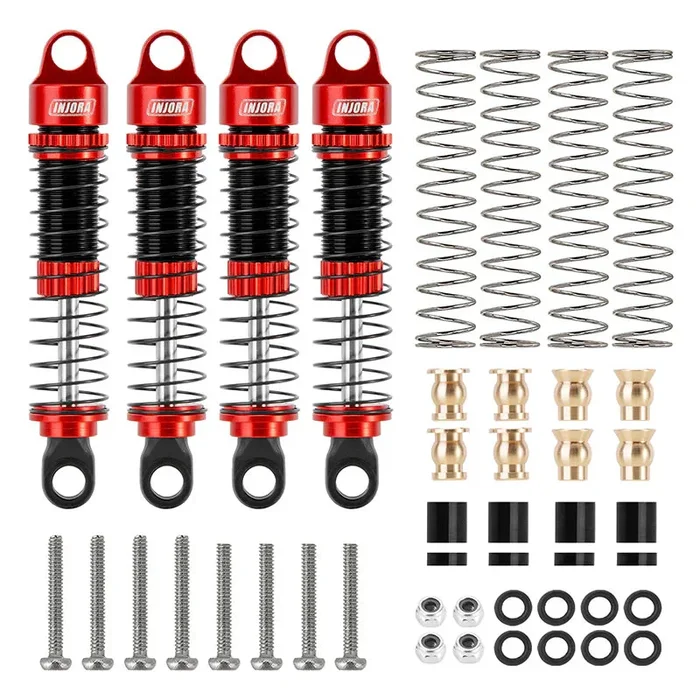 INJORA 53mm Threaded Oil Shocks For 1/18 Redcat Ascent18 – RED