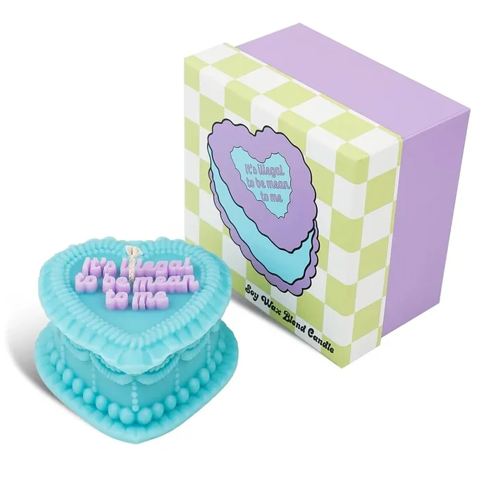 it’s illegal to be mean to me vintage heart cake candle
