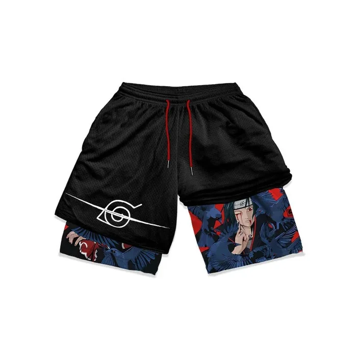 Itachi Uchiha Naruto Gym Shorts – Shorts de entrenamiento de anime para hombres y mujeres | Compartir Crow Design Fitness Apparel
