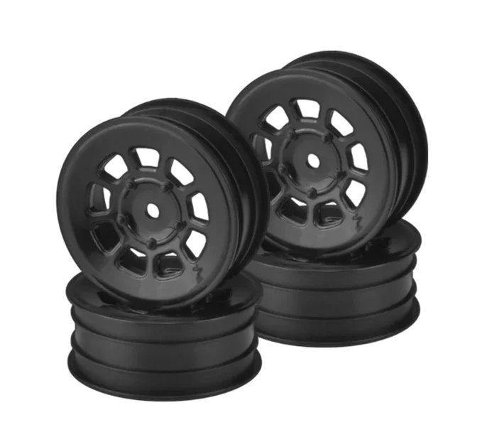 J Concepts 3397B Black 9 Shot 2.2″ Front Buggy Wheels with 12mm Hex 4 Pack