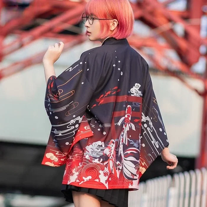 Japanese Great Koi of Torii Gate Women’s Kimono Cardigan