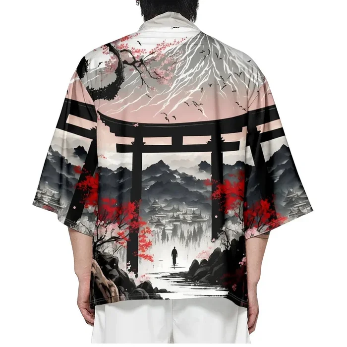 Japanese-theme Dawn Shrine Unisex Kimono