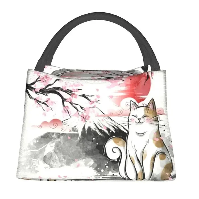 Japense-themed Sakura Mt Fuji Cat Lunch Bag