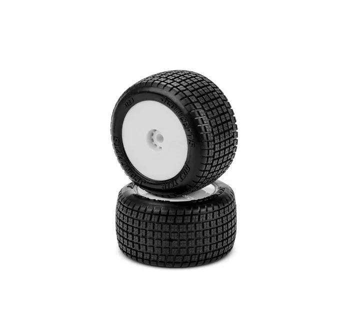 Jconcepts Dirt Trac Green Pre-Mounted White Wheels Mini-B-T Rear 2.0 41201221
