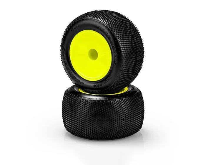 JConcepts Fuzz Bite 2.2″ Pre-Mounted Stadium Truck Tires (Yellow) (2) (Pink) w/12mm Hex