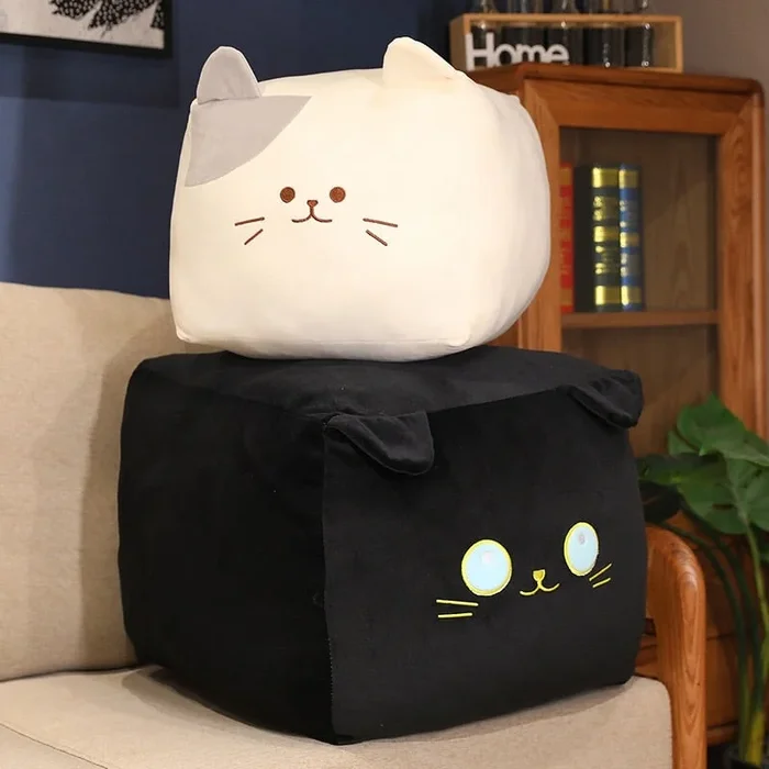 Kawaii Black White Cube Cat Plushies