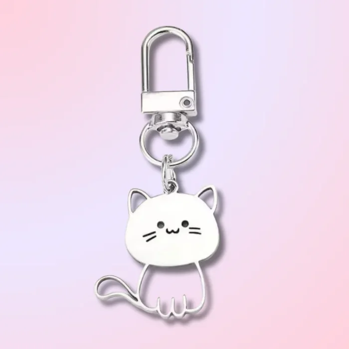 Kawaii Cat Stainless Steel Keychain