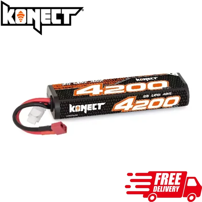 Konect Lipo 4200mah 7.7V 40C 2S Deans Round Case Battery