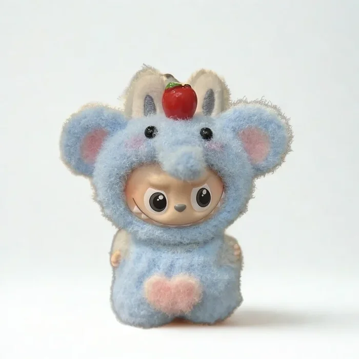 Labubu 4.0 Blue Elephant Outfit – Heart Patch Accent