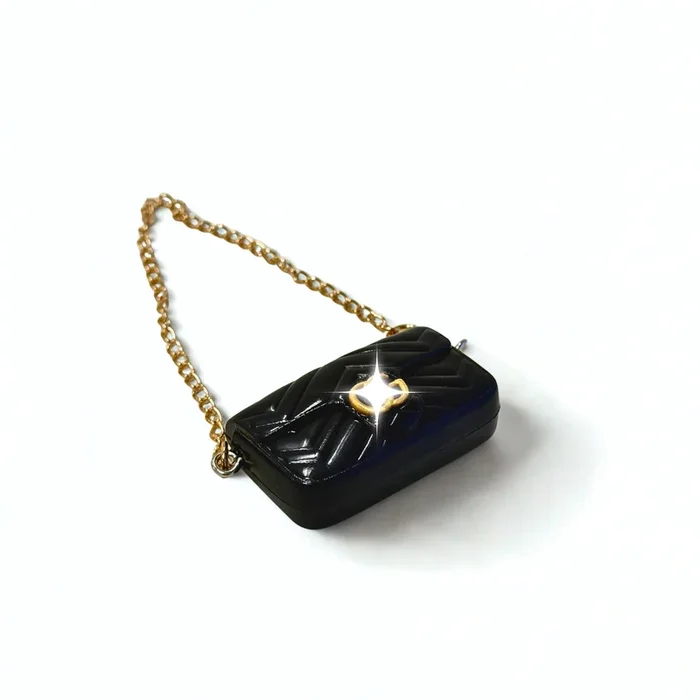Labubu Mini Classic Flap Bag – Black with Gold Accent