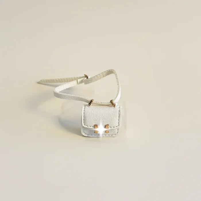 Labubu Mini Crossbody Bag – White with Gold Accent