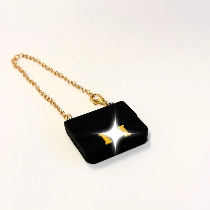 Labubu Mini Elegance Bag – Black with Gold Accent