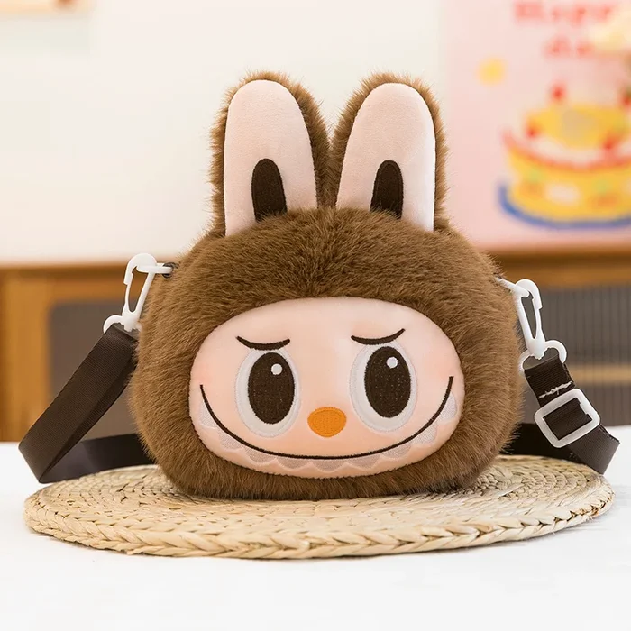 Labubu Plush Shoulder Bag – Brown Bunny Design