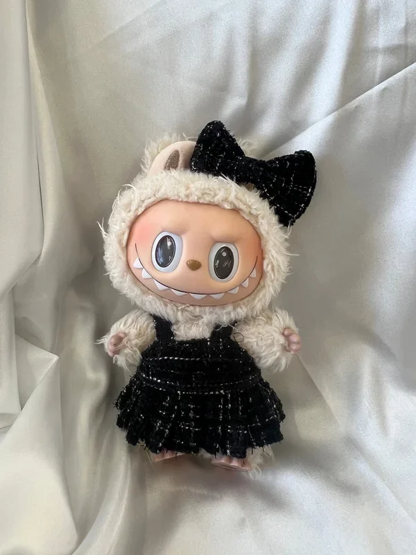 Labubu プレミアムブラックツイードドレスセット リボン付き