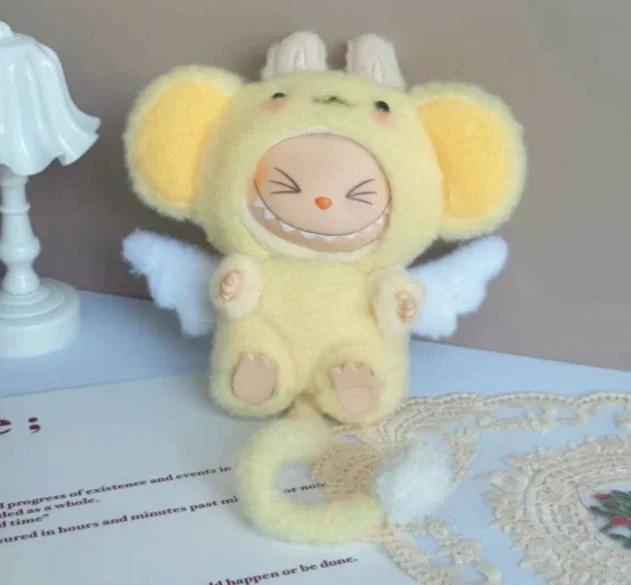 labubu sitting doll clothes-yellow angel mouse