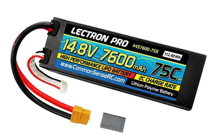 Lectron Pro 14.8V 7600mAh 75C Hard Case Lipo Battery with XT60 Connector / Most Common