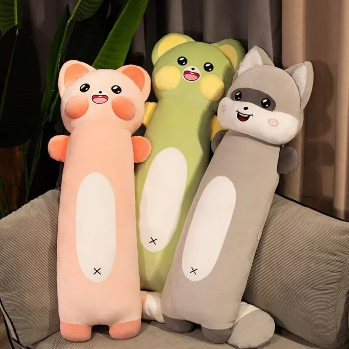Long Snuggly Cat and Raccoon Plushies