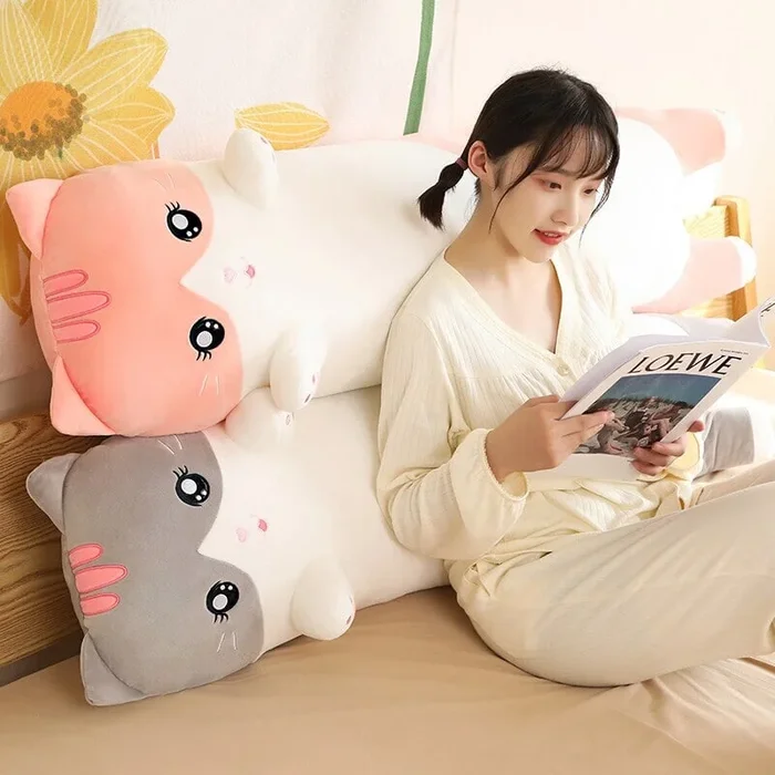 Long Snuggly Pink Gray Cat Plushies