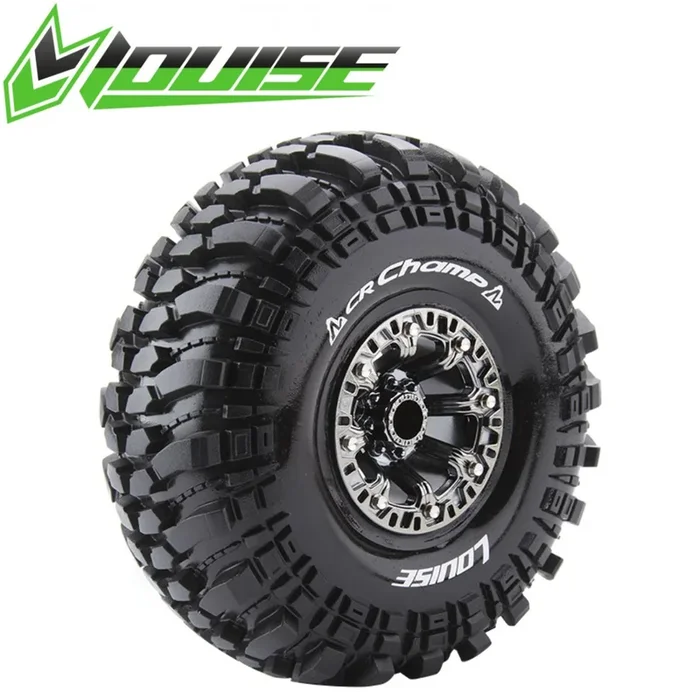 Louise CR-Champ RC Crawler Tires 1/10 2.2″ 12mm SS CH-BL Mounted (2)