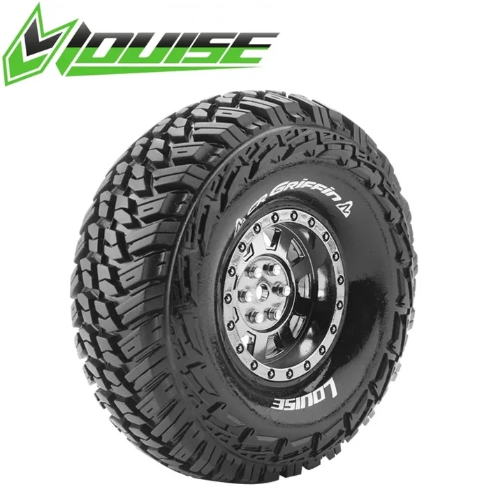 Louise CR-Griffin RC Crawler Tires 1/10 1.9″ 12mm Super Soft CH-BL Pre-Mount (2)