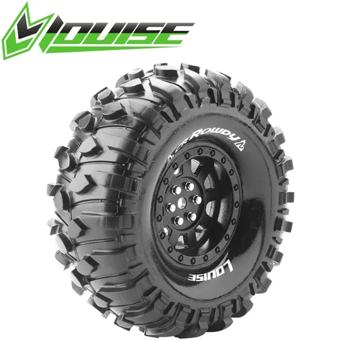 Louise CR-Rowdy RC Crawler Tires 1/10 1.9″ 12mm Super Soft Black Pre-Mount (2)