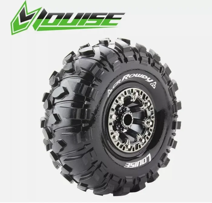 Louise CR-Rowdy RC Crawler Tires 1/10 2.2″ 12mm SS CH-BL Mounted (2)
