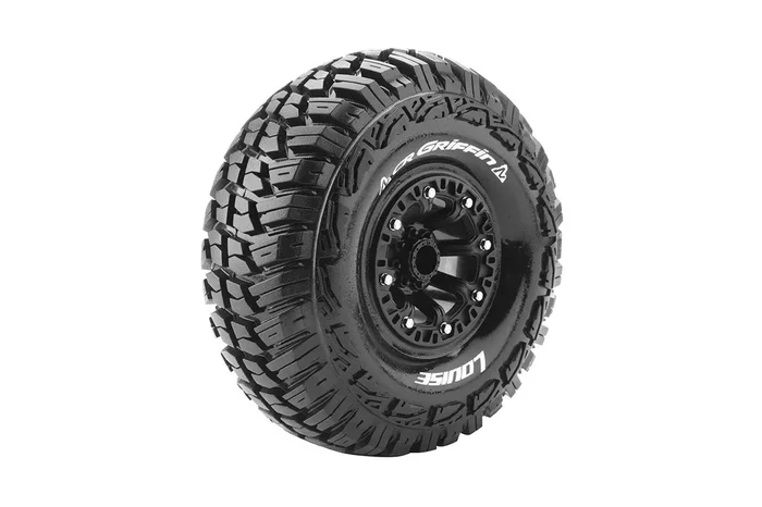 Louise R/C CR-Griffin 1/10 2.2″ Crawler Tires, 12mm Hex, Super Soft, Mounted on Black Rim, Front/Rear (2) LT3235VB