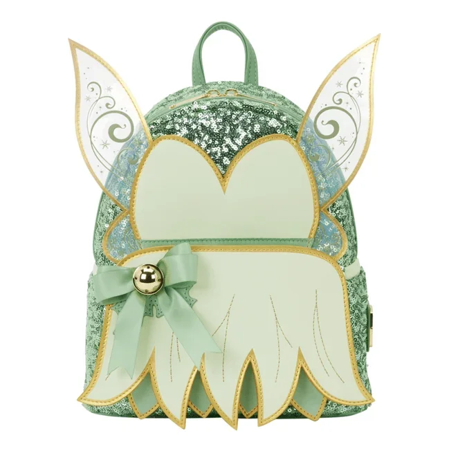 Loungefly – Tinker Bell Holiday Mini Backpack Disney Licensed Character With Seasonal Print And Adjustable Straps