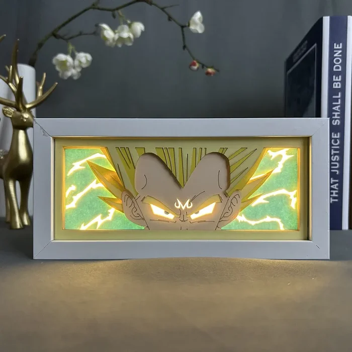 Majin Super Saiyan Anime Light Box – 전기 노란색 LED 글로우