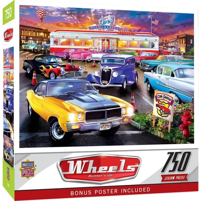 MasterPieces 32052 Wheels: Runner’s Up Classic Cars/Diner 750 Piece Puzzle