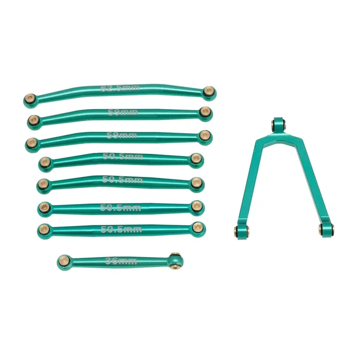 MEUS RACING Aluminum Alloy Chassis Tie Rod and Steering Rod Kit for Axial SCX24 90081 1/24 RC Car (Green))