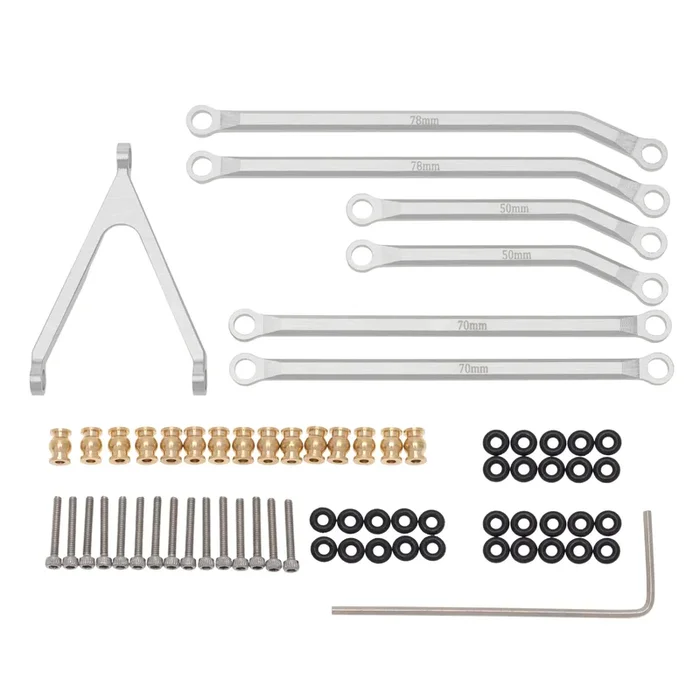 MEUS Racing CNC Aluminum High Clearance Chassis Links for 1/24 RC Crawler Car Axial SCX24 Jeep Gladiator AXI00005 (Silver)